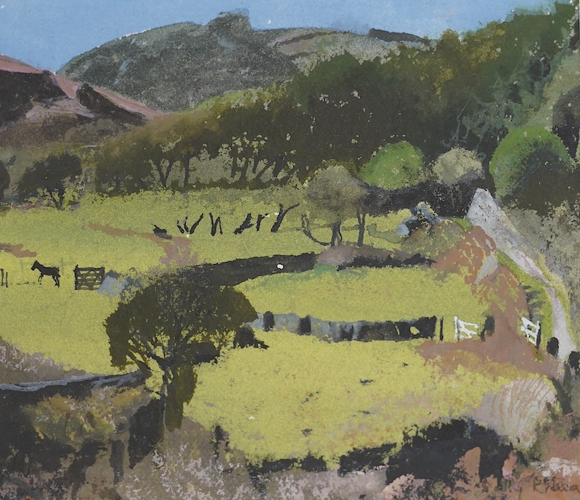 From the Studio of Fred Cuming. Sally ?, watercolour, Cornish landscape, signed lower right, 11.5 x 13cm. Condition - good